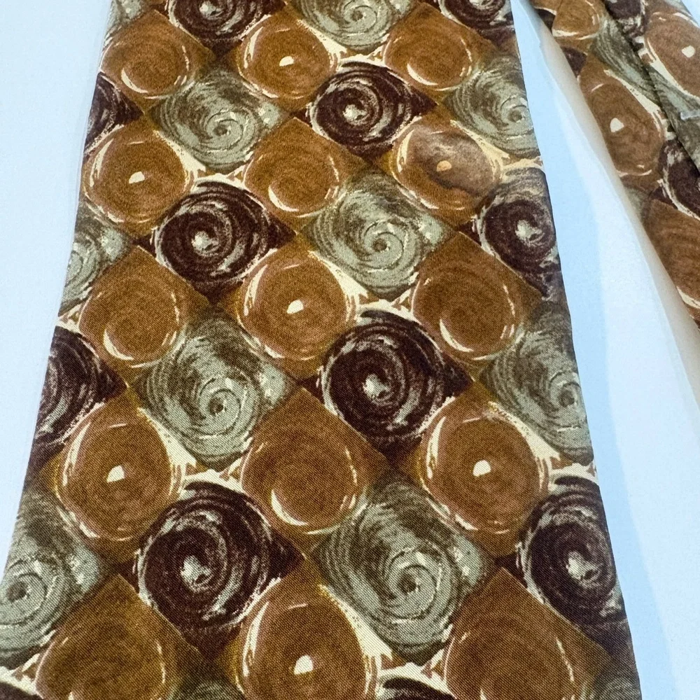 Christian DIOR Designer Silk Neck Tie Abstract Geometric Brown & Plum WPL 125